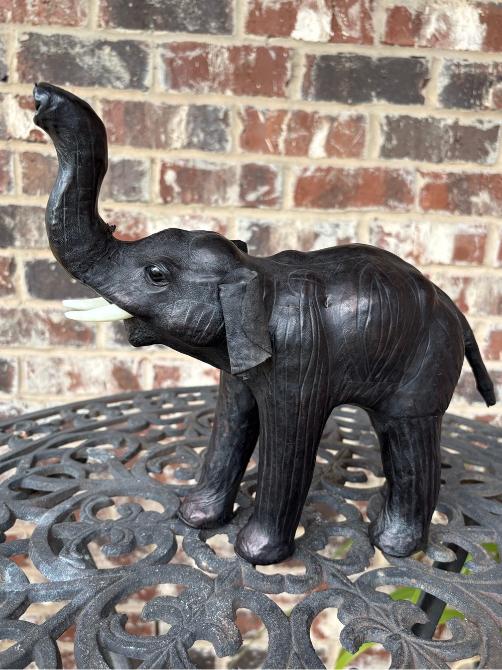 Handcrafted Black Elephant Sculpture - Decorative Home Art